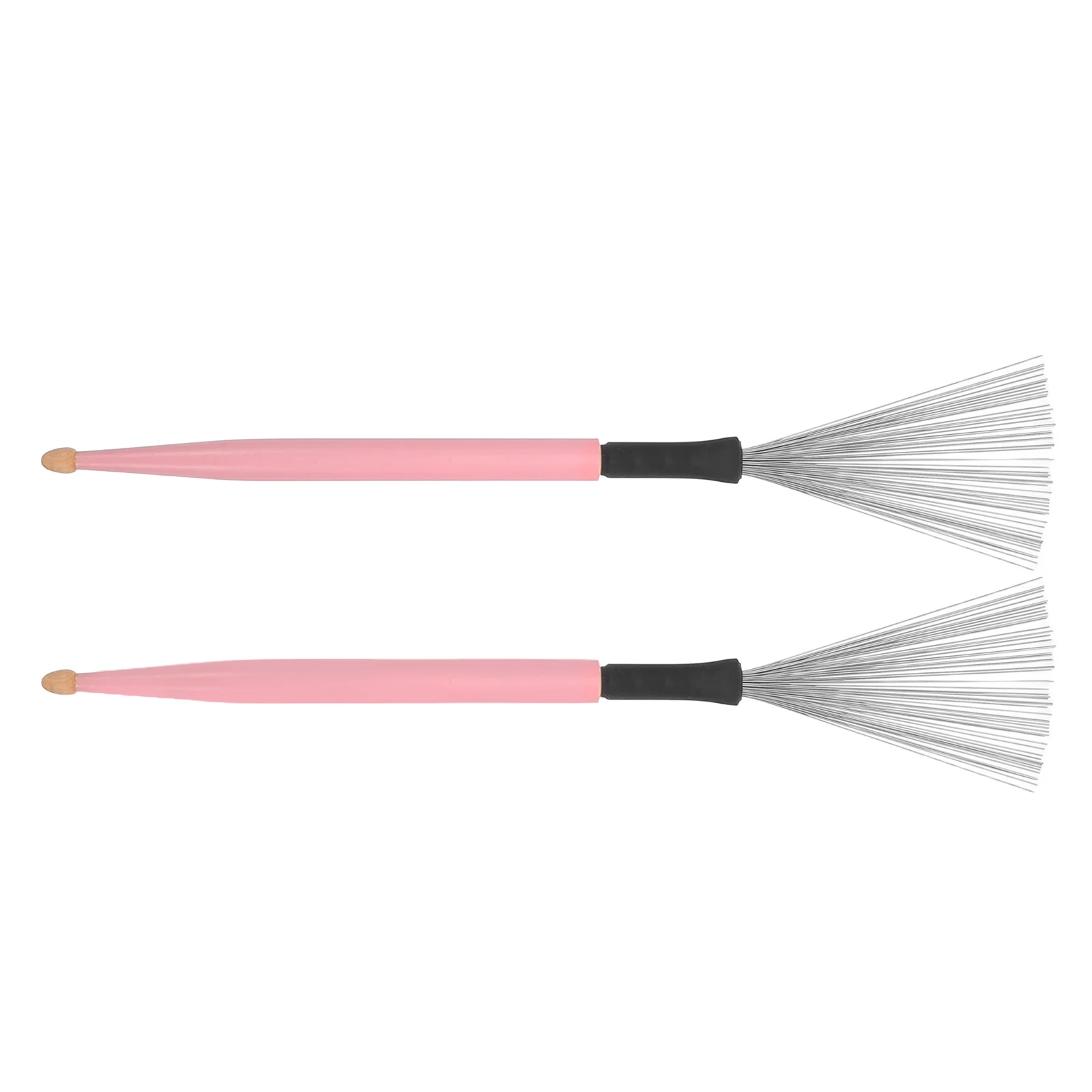 

1 Pair Carbon Steel Wire Brush With Wood Handle Non-Slip Durable Percussion Brush For Cajon Drum Kits, Jazz Drum Accessory