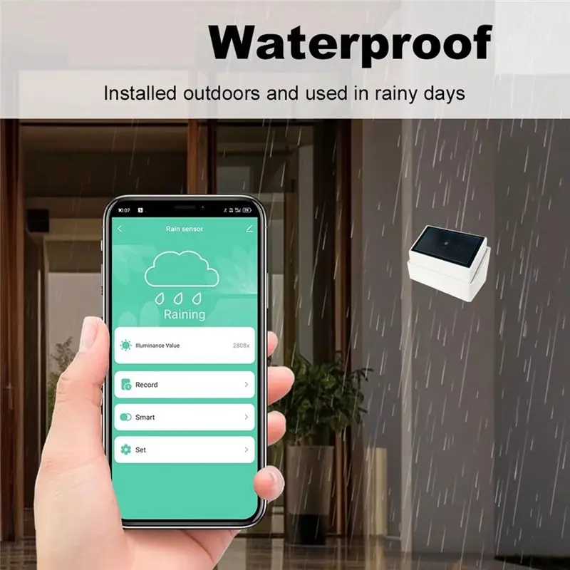 Tuya Zigbee Regen Sensor 2-In-1 Licht Detektor Im Freien Wasserdichte Regen Detektor Unterstützung Tuya APP Fernbedienung