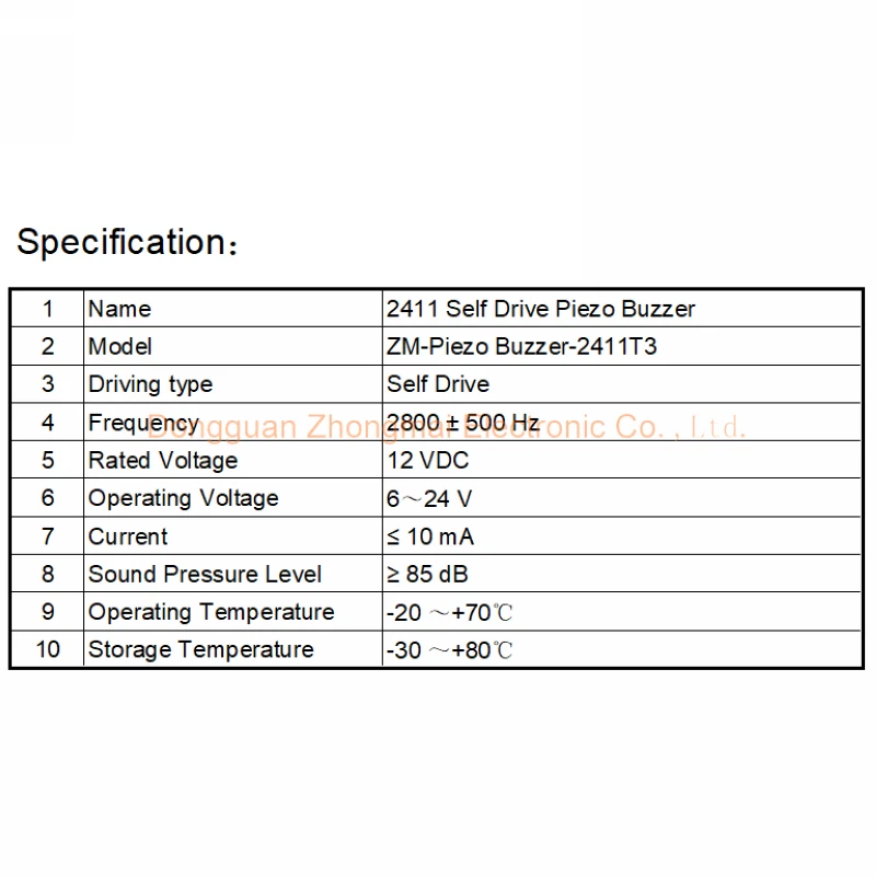 2411 self drive type piezoelectric buzzer use for washing machine buzzer