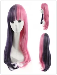 Melanie Martinez COSPLAY Half Purple Half Pink Wig Long Straight Women Wigs High Quality Fashion