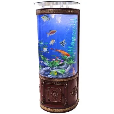 European-Style Semi-Cylindrical Glass Fish Tank Change-Free Aquarium Ecological Bottom Filter Cabinet Living Room Lazy