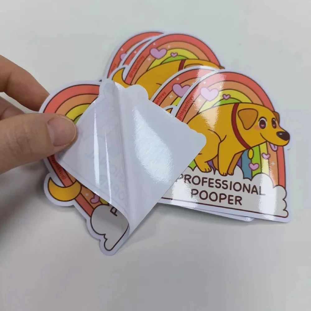 Custom Die Cut Stickers Durable White Vinyl PVC Self-Adhesive Waterproof Stickers