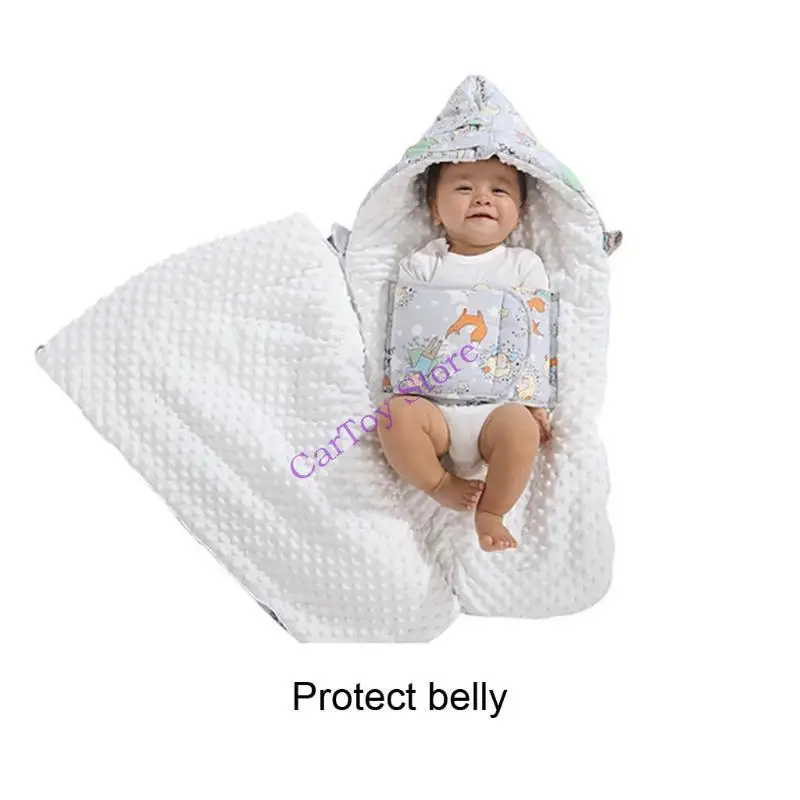 

634F Baby Hooded Sleeping Bag Warm Thicken Newborn Sleepsack Footmuff Winter Windpfoof Envelope Blanket