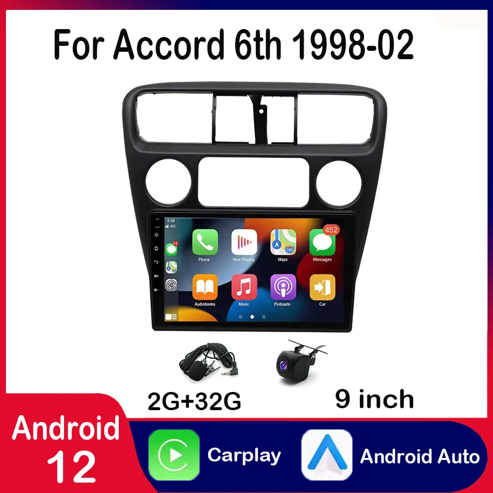 

Car Radio Player GPS Navigation WiFi RDS Compatible for Accord 6th 1998-02 Android 12