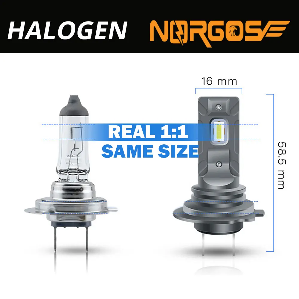 (NORGOS) 2Pcs H7 LED H7 Headlight Bulb Fanless Mini LED Bulbs Light Head Lamp for Ford Focus MK3 MK2 MK4 Kuga Focus 3 BMW