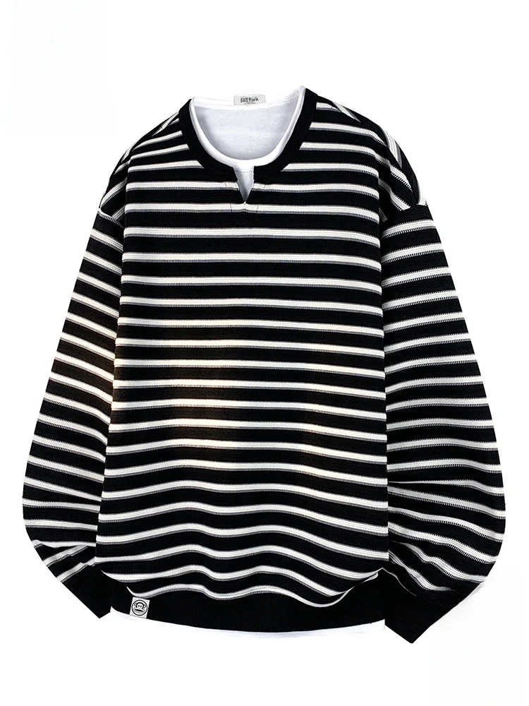 

PaulFrank Heavyweight Casual Men's Long Sve round Ne Sweatirt Autumn Season Stripe Pattern Comfortable Loose Fit Hoodie