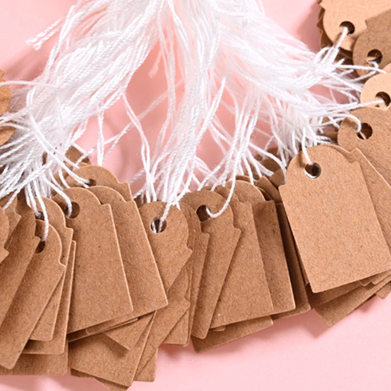 Etiquetas de precio de Papel Kraft de piezas, 35x22mm, collar, pulsera, pendientes, exhibición de Joyas, tarjetas, pequeñas empresas, proveedor al