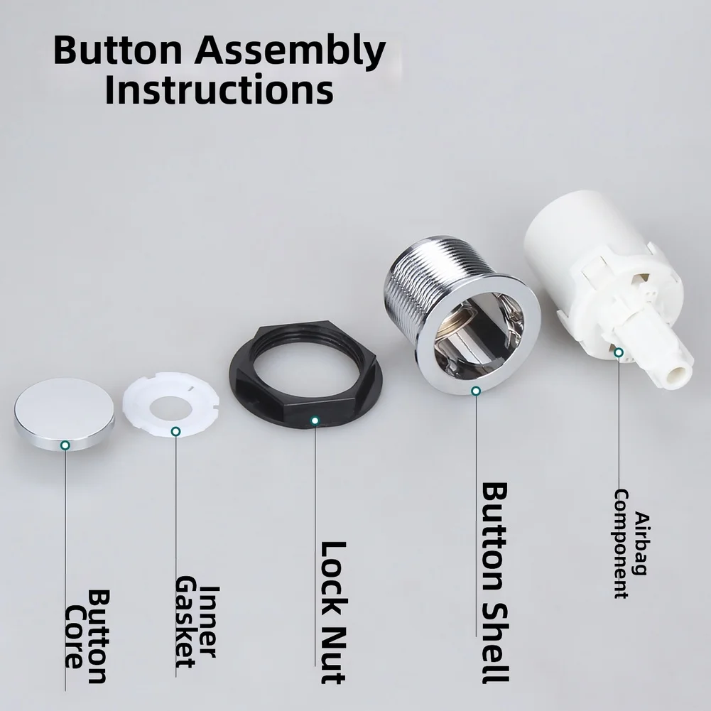 Pneumatic Wall Mounted Toilet Button ABS Plastic Build Electroplated Finish for Updated Bathroom Installations Silver