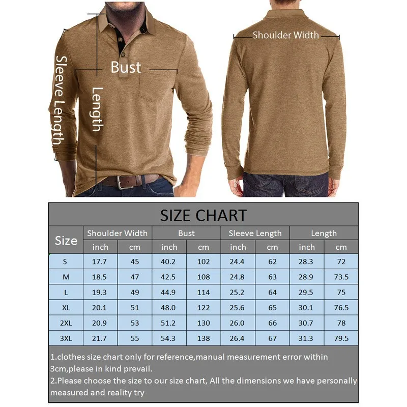Frühling Trend männer Langarm Casual T-shirt Solide Revers Button Up Pullover Tops Herbst Drehen Unten Kragen Bodenbildung Polo-Shirt – Detail 1