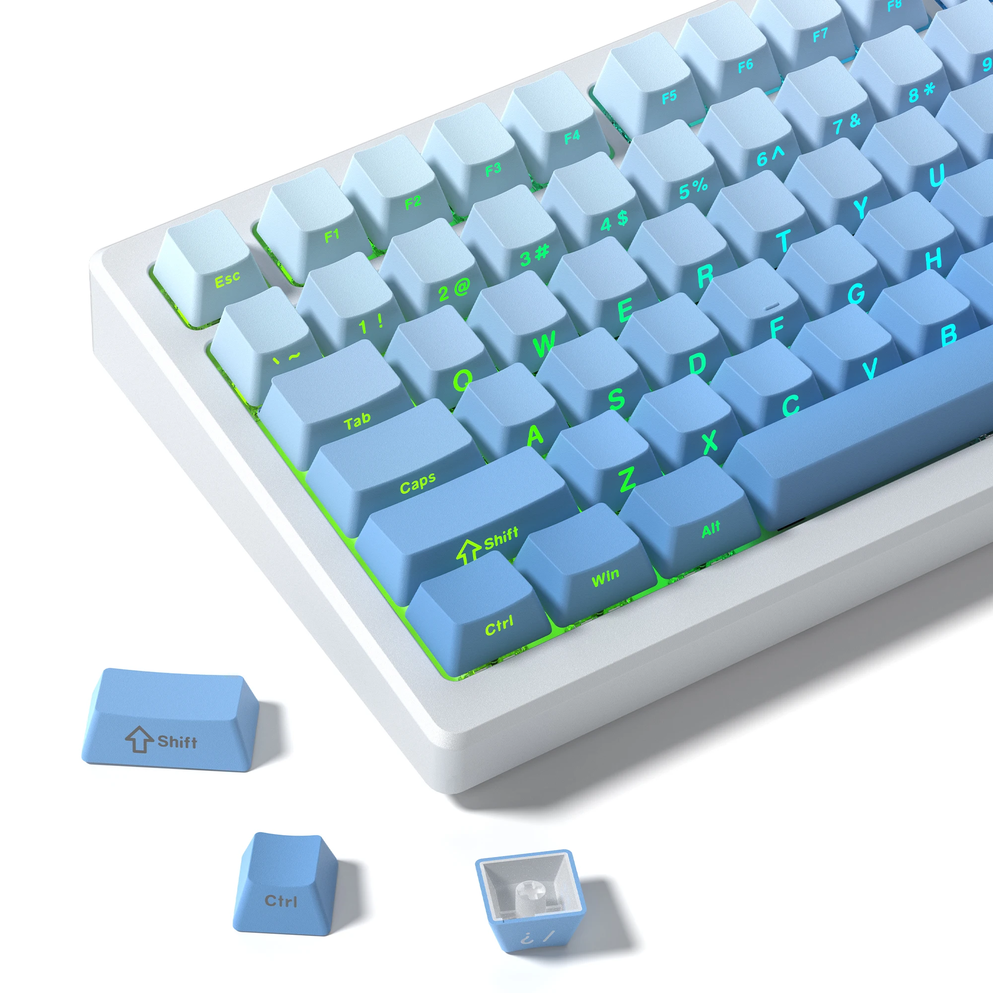 

Колпачки для клавиш с боковым принтом Cherry Profile Gradient Blue Double Shot PBT Колпачки для клавиш 136, клавиши для переключателей Cherry Gateron MX, геймерская клавиатура