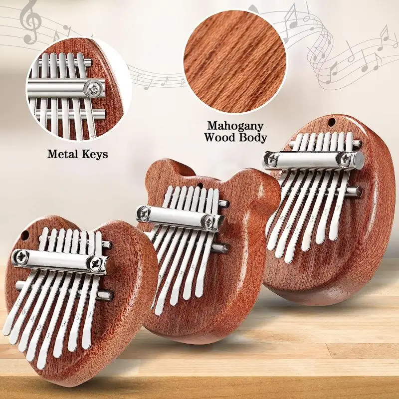 Newest 8 Key Mini Kalimba Thumb Piano Wooden/Acrylic Small Wearable Musical Instrument Pendant Mbira Finger Piano For Adult Kids