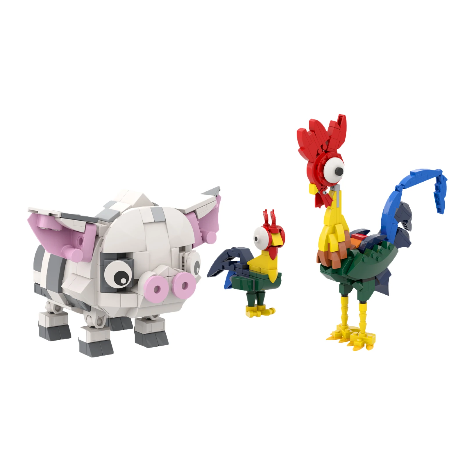 

Moanaed Heihei Chicken and Pet Pig Building Blocks Toy Anime Figure Big Rooster Brick Creative Model Toys Gifts for Kids