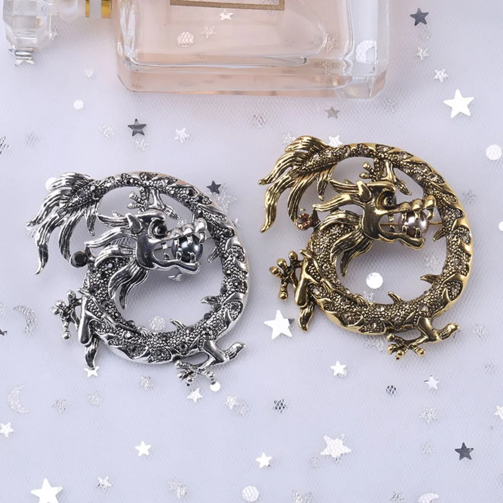 Dragon Brooch Man Pins Lapel Exquisite Badge Corsage Metal Chinoiserie Chinese Style Brooch Suit Accessories