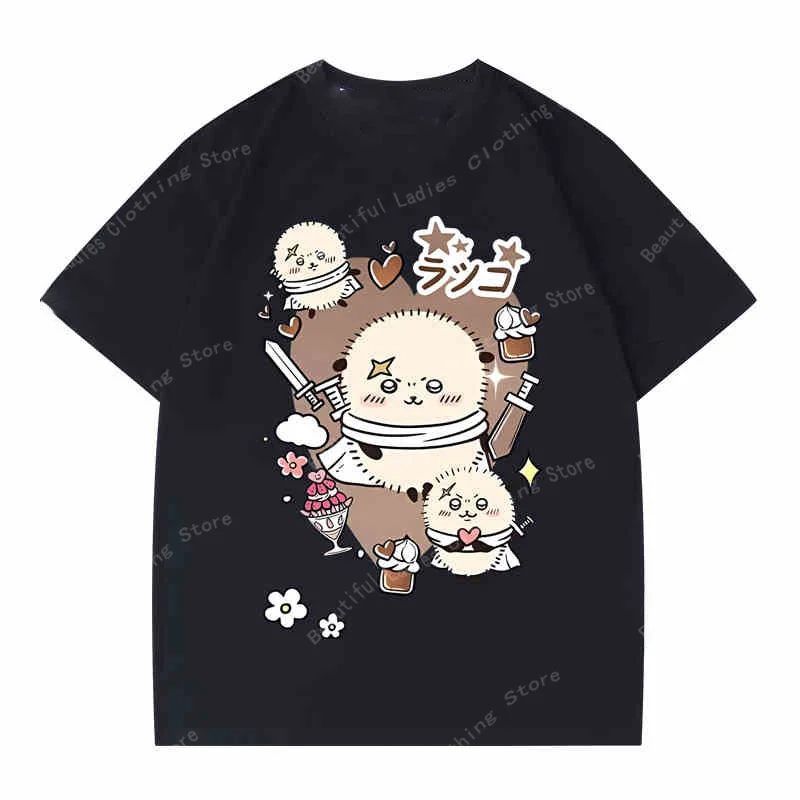 الصيف Chiikawa Usaki Iji لطيف الكرتون زوجين قمصان قصيرة الأكمام والنساء أزياء عارضة نمط عالية الجودة القطن تي شيرت #4
