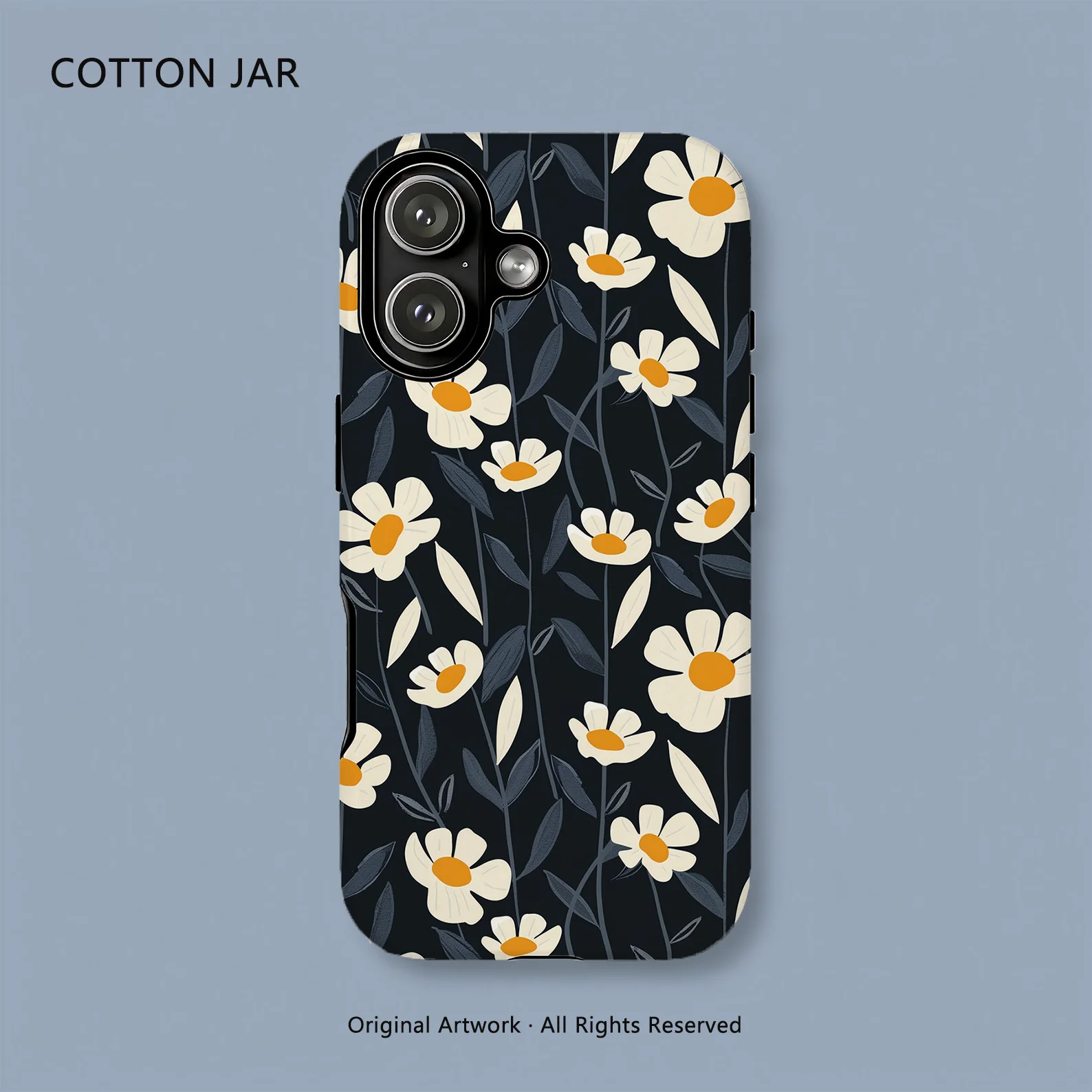 

Minimalist Daisy Amber Centre Dark Background Magnetic Phone Case For iPhone 14 16 17 15 Pro Max 13 12 Plus Anti-fall Soft Cover