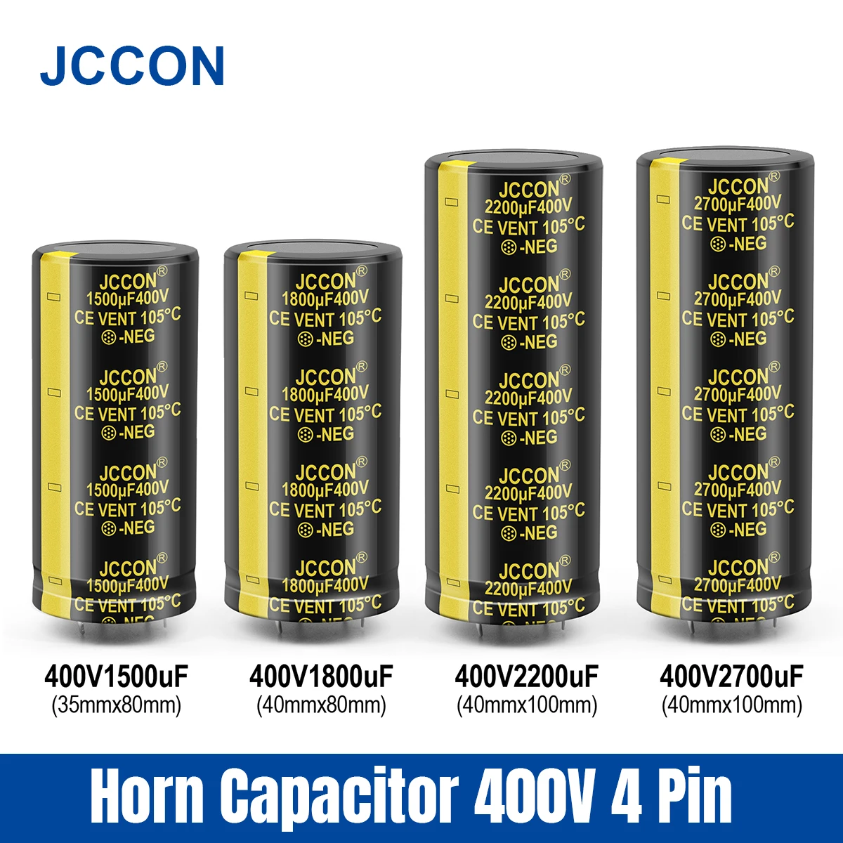 2Pcs JCCON 400V1500uF 400V1800uF 400V2200uF 400V2700uF Electrolytic Capacitor For Fever Amplifier HIFI Audio Filter Capacitor