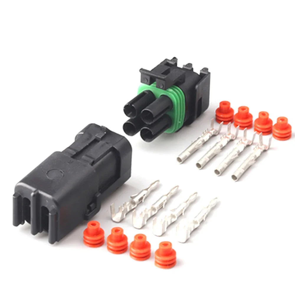 

5set 4P 2x2 hole 2.5mm Connector For Weatherpack auto Truck Waterproof Electrical Wire Cable Way Plug Car Harness 18-14 GA