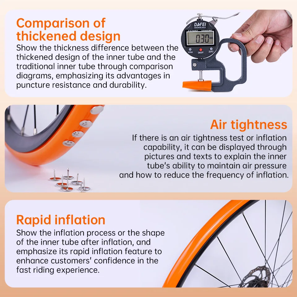 Mountainbike-Schlauch MTB 26/27,5/29 Zoll Fahrrad-TPU-Innenschlauch Pannensicher 45mm Metall-Französisches Presta-Ventil Anti-Oxidations-Beschichtung – Detail 8