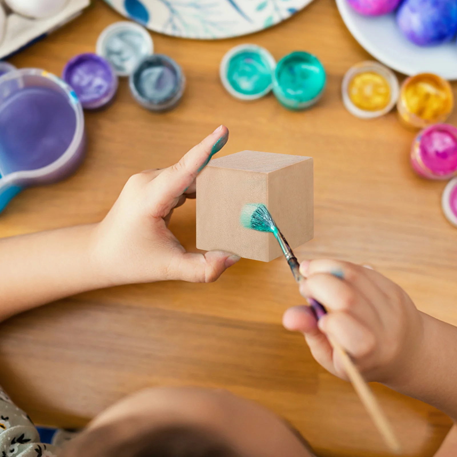 10 قطعة مكعبات خشبية غير مكتملة كتل خشبية طبيعية DIY بها بنفسك الحرف اللوحة لغز صنع الاطفال التعليمية تصميم التفاصيل الدقيقة