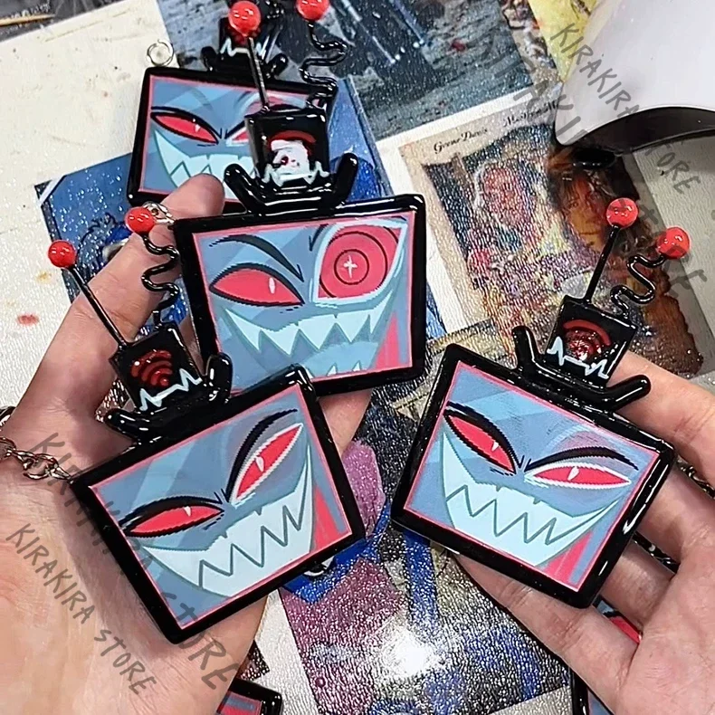 

Hazbin Hotel Vox Anime Clay Hand-made Grating Face-changing Cosplay Fangoods Ornaments Keychain Handcraft Badge Fridge Magnet