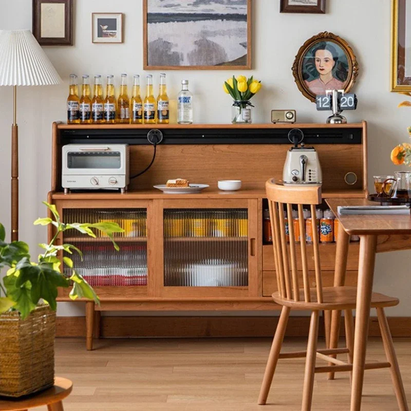 

Solid wood dining side cabinet household room multi functional storage tea small apartment living