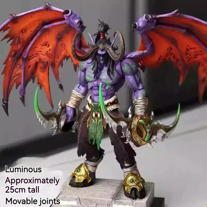 

Demon World Demon Hunter Illidan Furious Wind Gk Animation Illuminatable Anime Statue Model Handmade Toy Desktop Ornament Gift