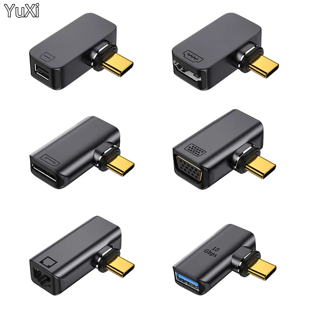 

USB C to HDMI-Compatible/VGA/RJ45/DP/mDP Adapter Converter 4K 10Gbps Data Transfer Magnetic Connector for MacBook Samsung Huawei