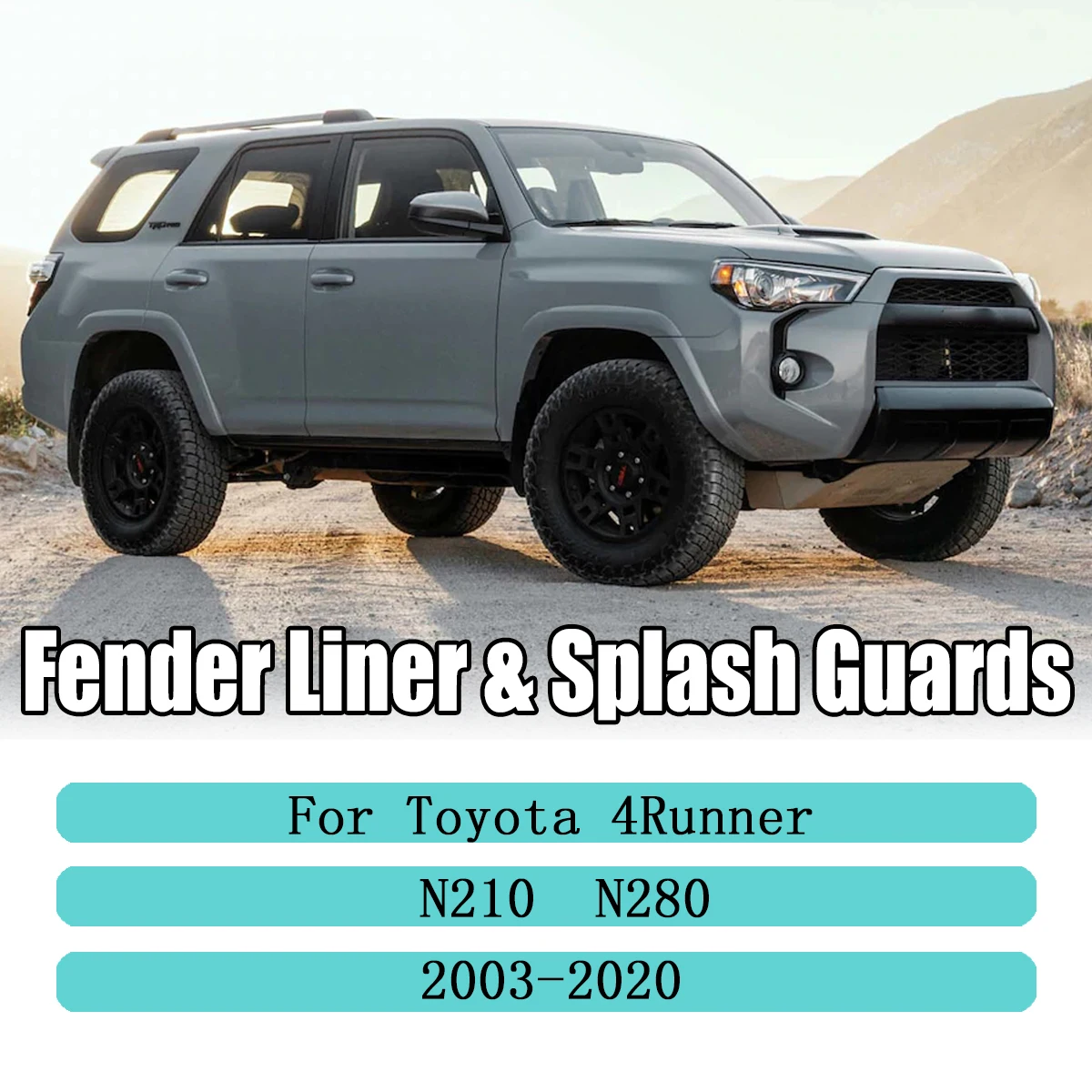 Fender Liners Splash Shield for Toyota 4Runner 2003 - 2020 Apron Seal Mud Flaps Guards Mudflaps W/Clips Fender Flares