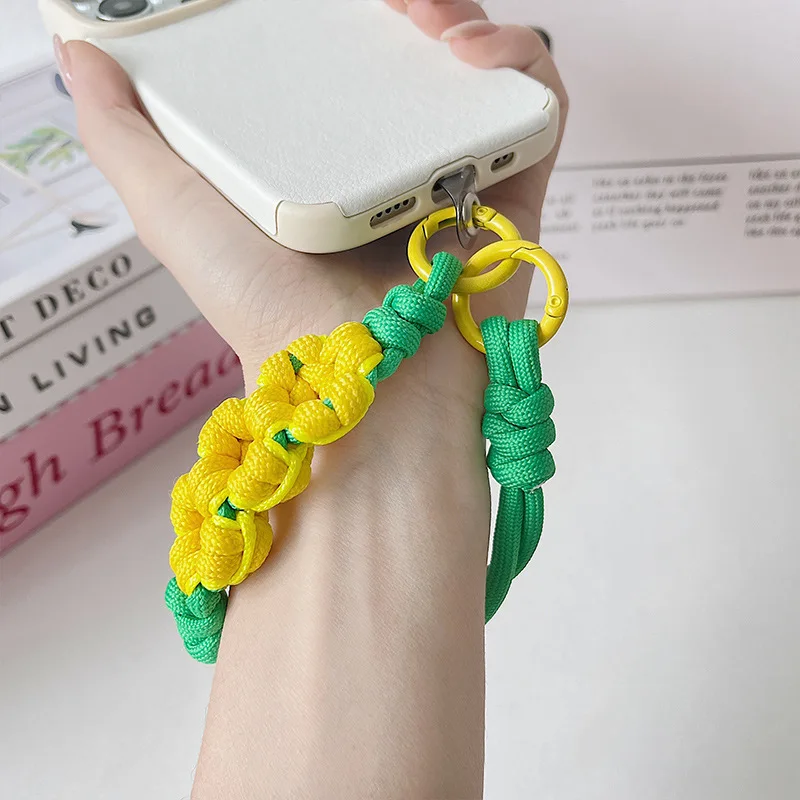 Phone Charm ins Trendy Braided Handmade Lanyard Kettle Gift Rope Phone Case Anti-lost Key Chain Mobile Phone Rope Phone Strap