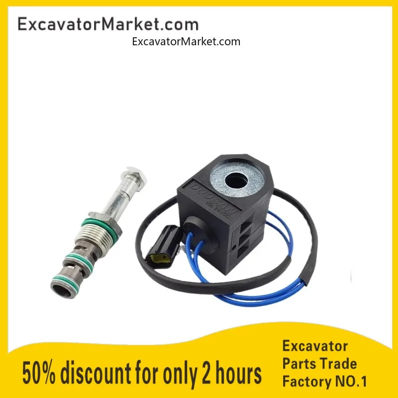 For Excavator Doosan daewoo55 150 215 225 300-5/7/9 Pilot safety lock solenoid coil valve Excavator Parts Excavator Accessories