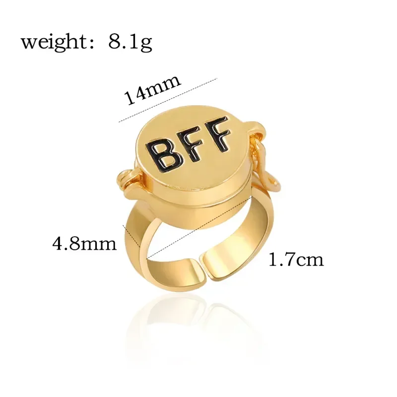 Bague Bob l'éponge avec placage de cuivre pour meilleur ami, bague ouverte, accessoires de bijoux, dessin animé, étoile éternelle, cadeau créatif, BFF