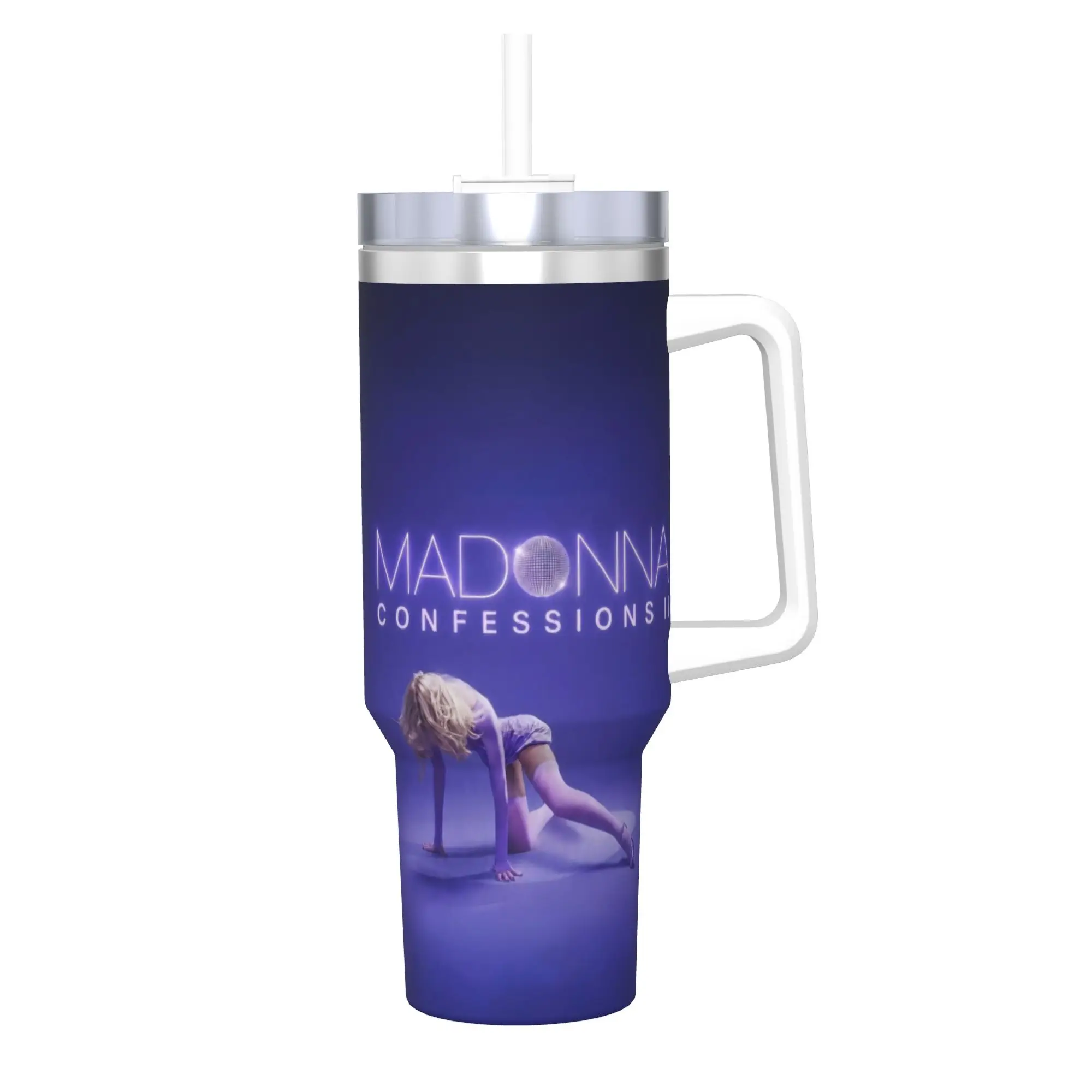 M-Madonnas Confessions II Tumbler With Straw  Stainless Steel Travel Mug Double Wall Vacuum Insulated for Cold Or Hot 40oz