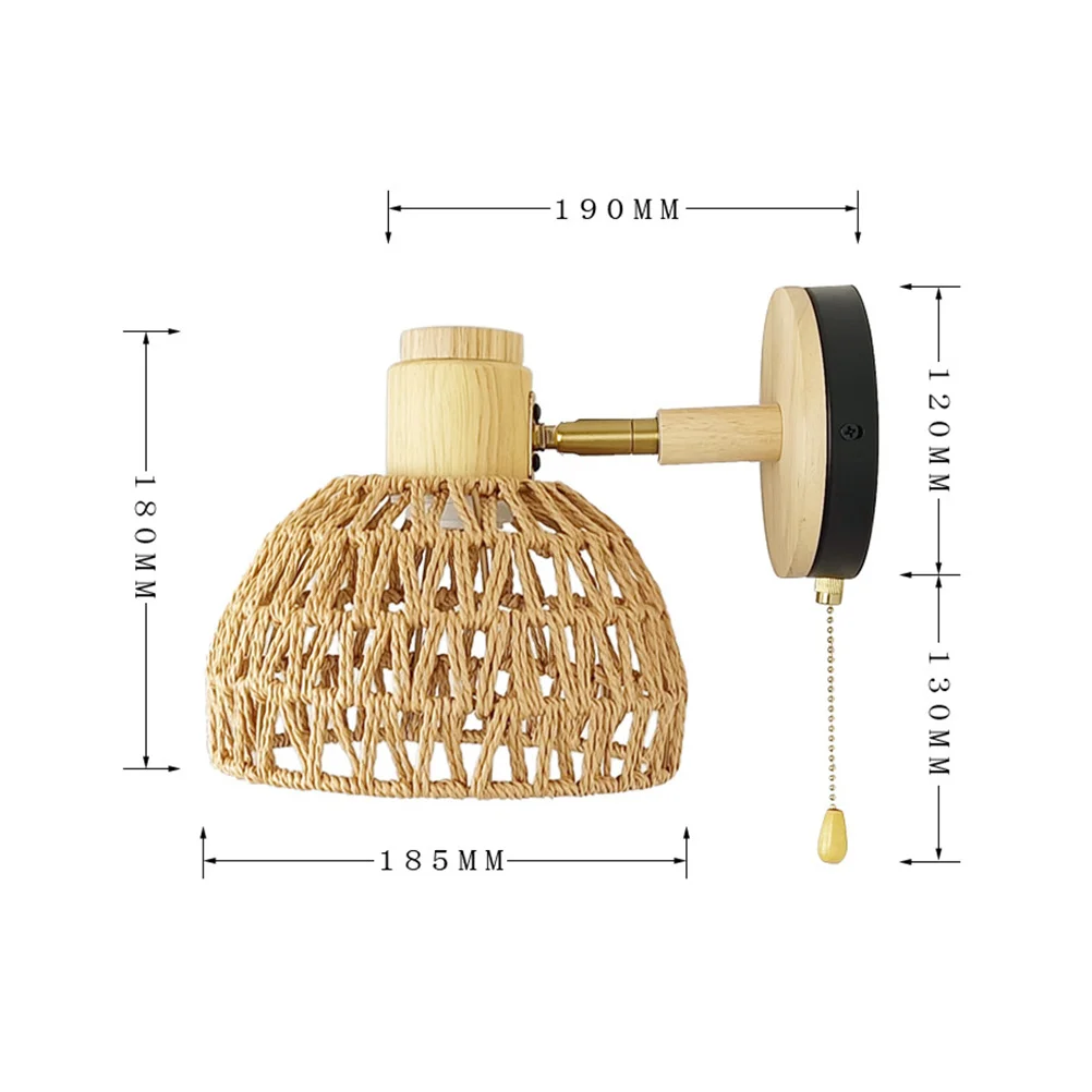

Rattan Wall Lamp Light Fixture Rustic Wall Sconce for Bedroom Living Room Bathroom Bedside Decorative Lamp Farmhouse Light