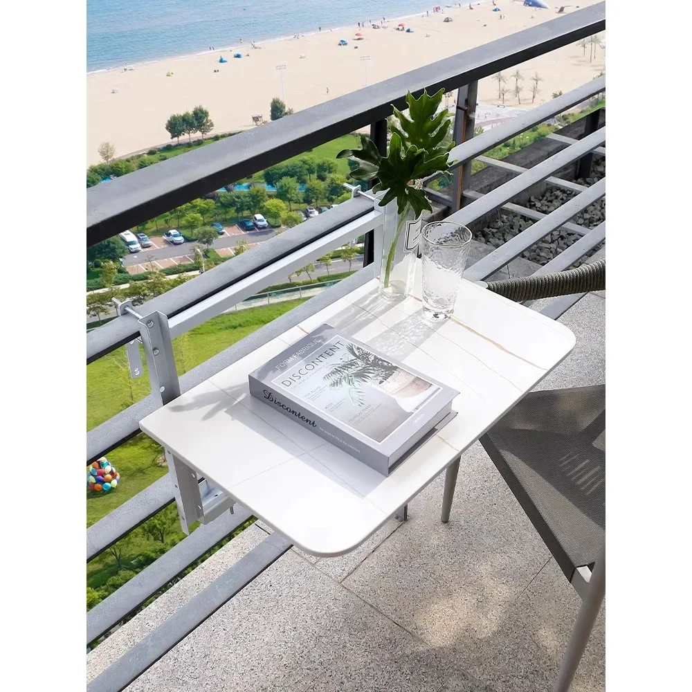 

Balcony railing hanging table, foldable lifting rock board leisure table, small bar counter, window sill, outdoor terrace railin