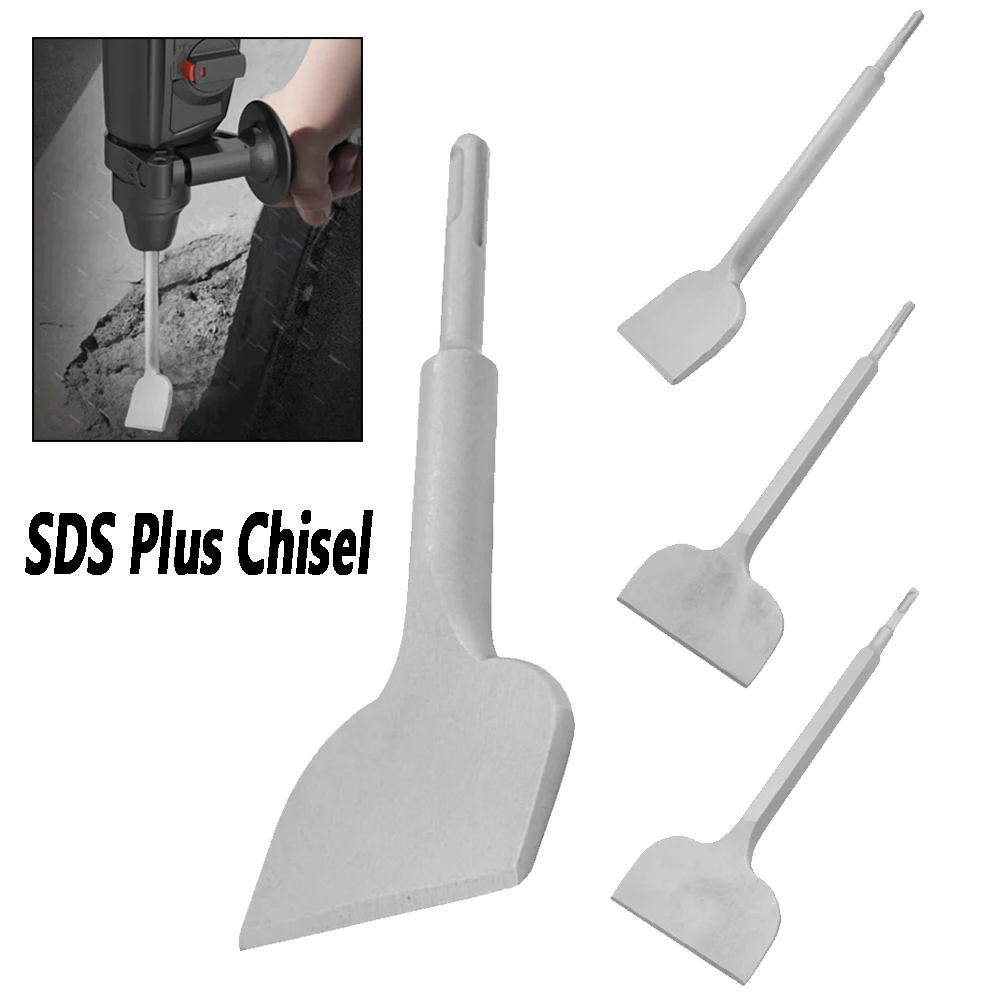 SDS Plus Chisel 75/100mm Wide Bent Tile Chisel Removal of Plastering Curved Carbide Chisel for Tiles Old Plaster Wall Concrete