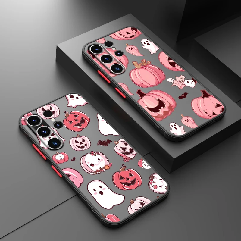 Custodia per zucca di Halloween Happy Ghost per Samsung Galaxy S25 Edge S10 S23 Ultra S9 S24 FE S20 S22 Plus S21 Cover posteriore per telefono