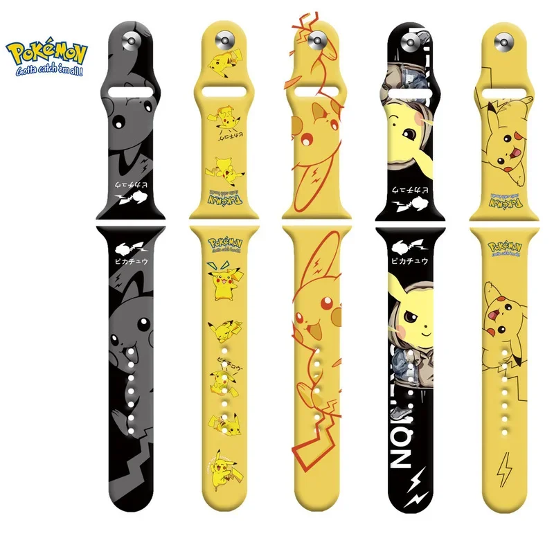 Pokemon Pikachu Anime New Strap for Apple Watch Band 45mm 44mm 41mm 38mm 42mm 40mm Bracelet for IWatch 7 6 5 4 Cartoon Watchband