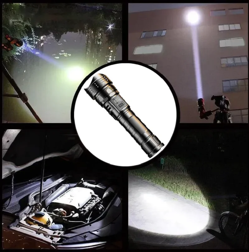 Upgrade High Power Laser LED Flashlights Type C Rechargeable Strong Hand Light Multifunctional Torch Light For Emergency Camping