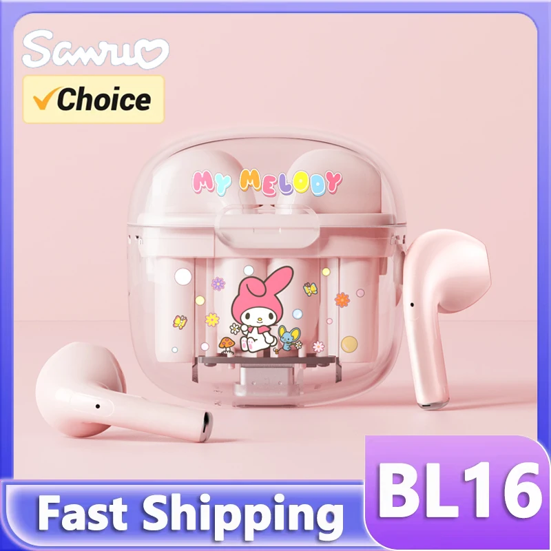 Choice Anime Sanrio BL16 Earbuds Kawaii My Melody Hello Kitty Kuromi Bluetooth 5.3 Wireless Earphones TWS Headsets Cartoon Anime