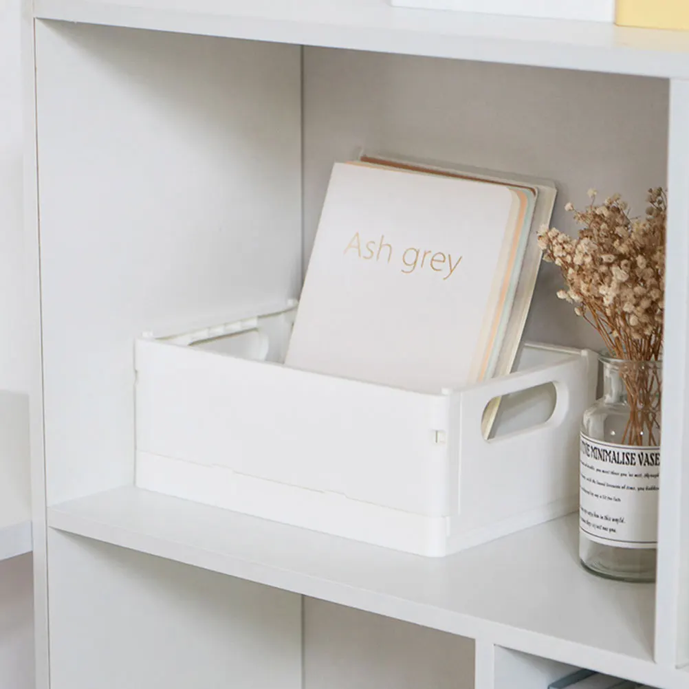

Collapsible Plastic Box White Basket for Home Office Dorm Tidy Cube Creative Storage Case Bin Toy Case