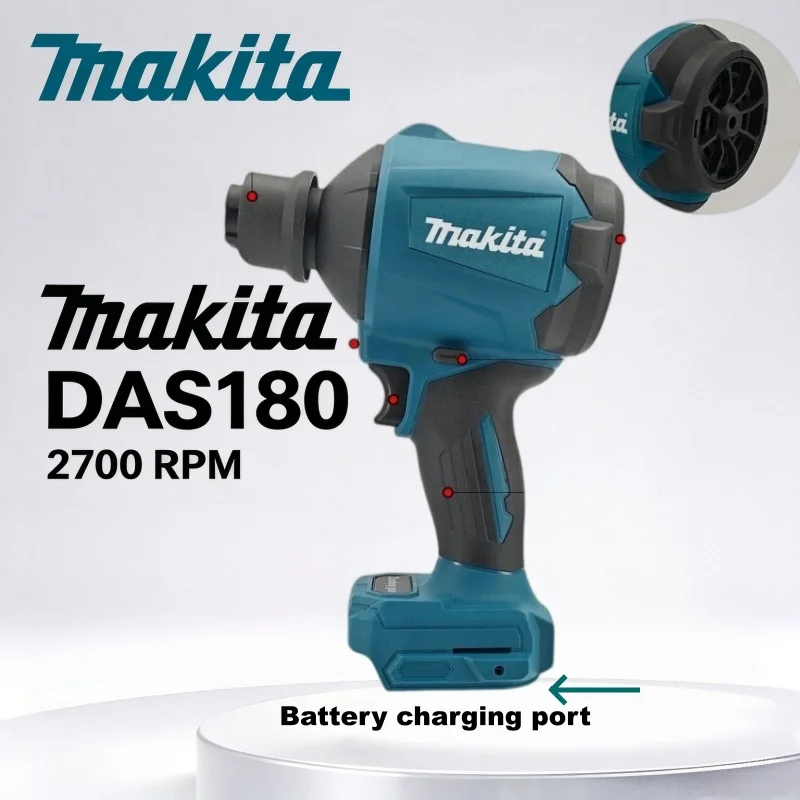Makita Liion Battery Compatible Brushless Air Blower Dust Removal Gun Inflator for Workshop Equipment Cleaning And Leaf Removal