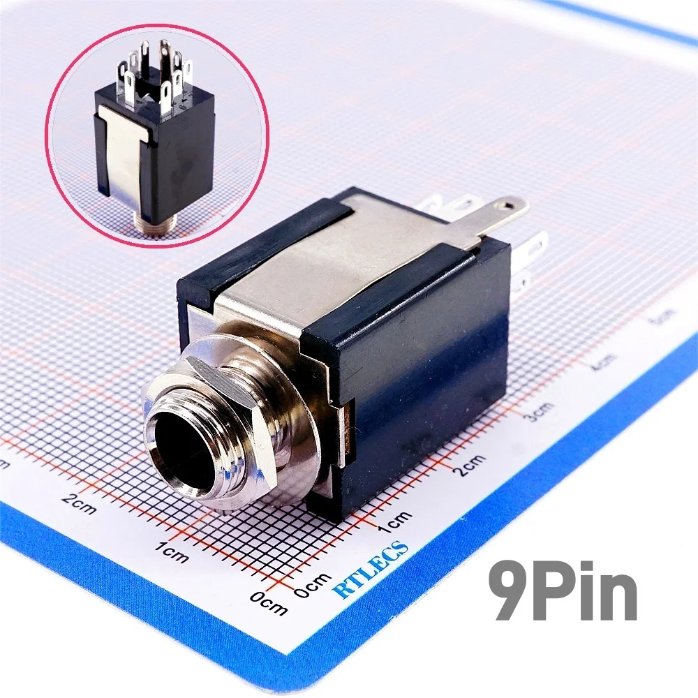 2 5 20 PCS 6.35 mm Phone Jack 3 5 9 Pin Stereo Type Dual Tracks TRS Audio Connector Guitar Instrument Panel Mount Screw Vertical