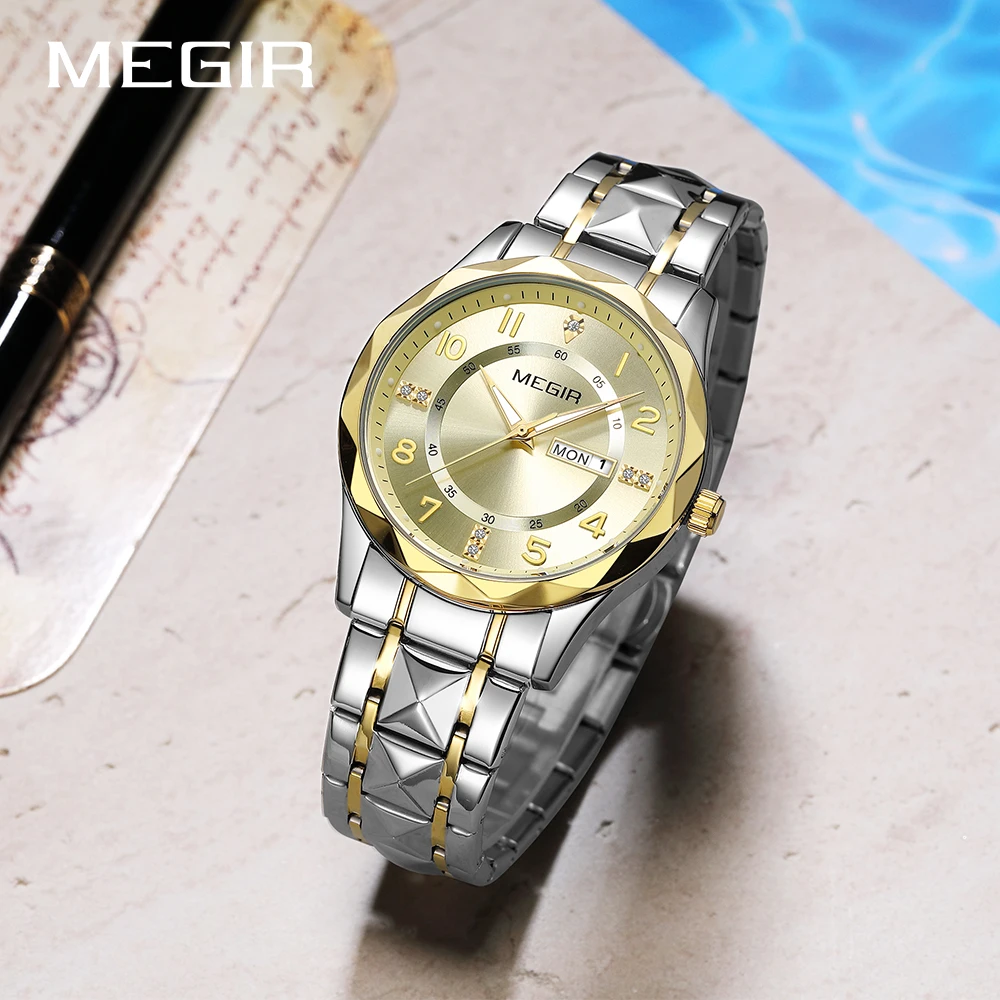 MEGIR Original Waterproof Man Wristwatch Luxury Quartz Stainless Steel Luminous Men Watch Top Brand Business Male Clock