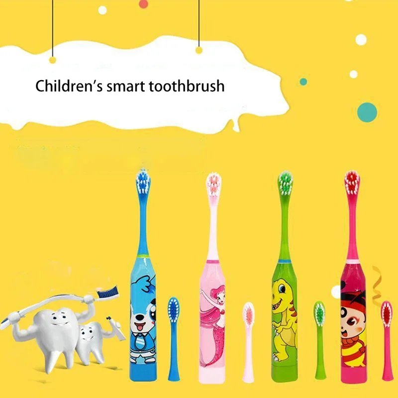 1 Set spazzolino elettrico per bambini Cartoon 4 colori spazzolino da denti impermeabile per bambini spazzolino elettrico per la pulizia dei denti strumento per l'igiene orale