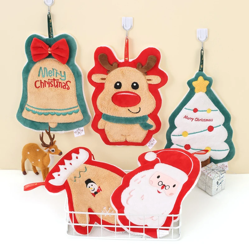 

New Creative Christmas Series Hand Wipes, Kitchen And Bathroom Soft Hair Hanging Decorations, Water Absorbing Hand Towels