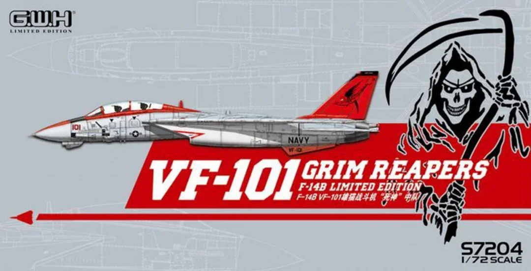 Great Wall modelo hobby juguetes diy kit de aviones de montaje S7204 VF-101 Grim Reapers F-14B Edición limitada 1/72