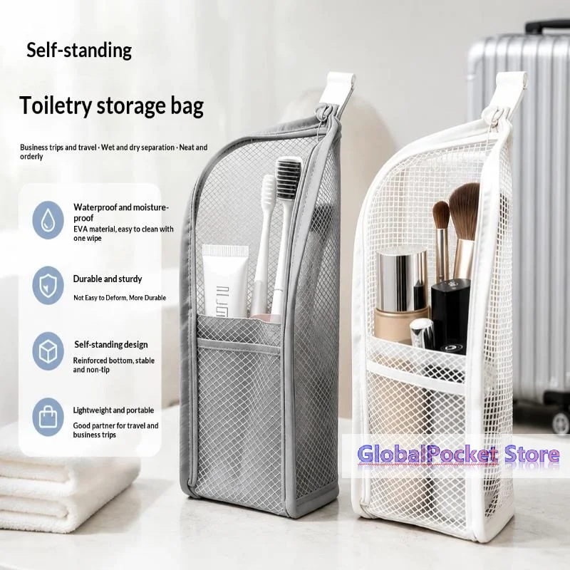 

[TG823]Breathable Mesh Travel Toiletry Bag With Stand Up Design Storage Pockets For Vacation Business Trip