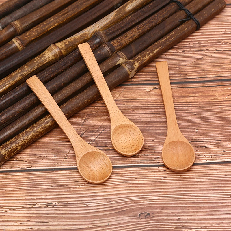 Paintless Wooden Spoon Kitchen Jam Spoon Spice Condiment Spoon Coffee Sugar Teaspoons Scoops Home Tableware