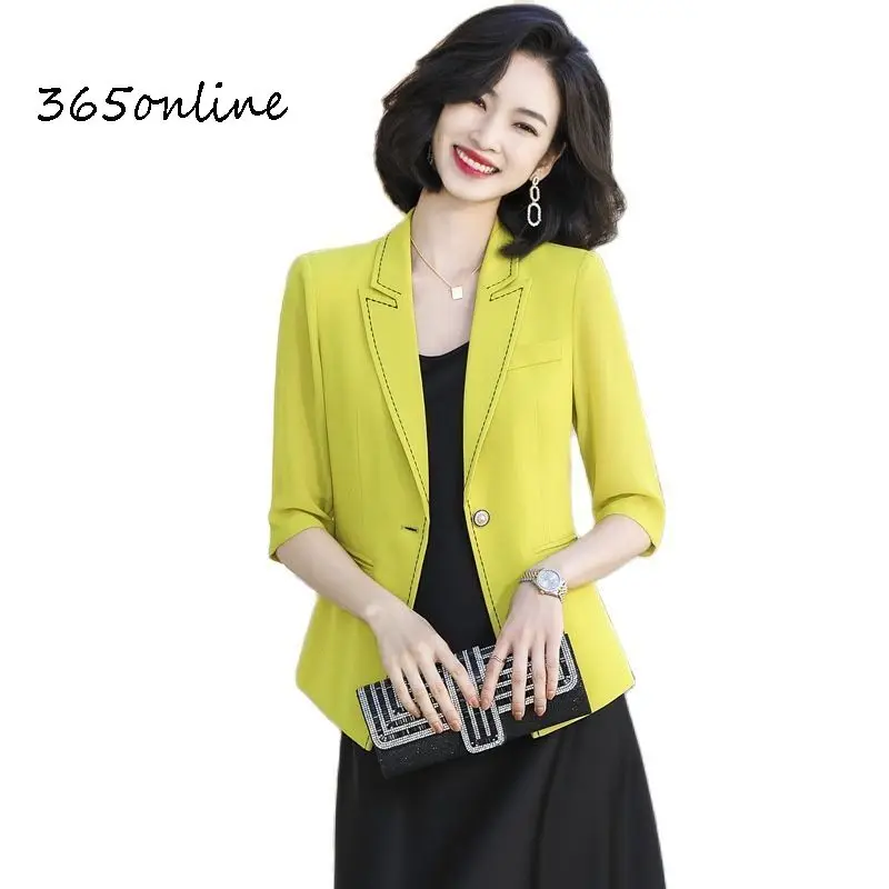 

Women Business Blazer Coat Jackets Outwear Summer Formal Professional Work Wear Blaser Casual Office Ladies Tops Clothes White