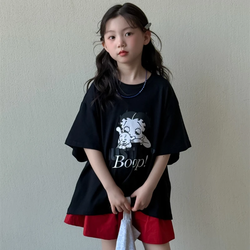 

Children's Clothing Girls Summer Short Sleeve 2025 New Casual Loose Children's T-Shirt Cartoon Foreign Summer Dress Trend